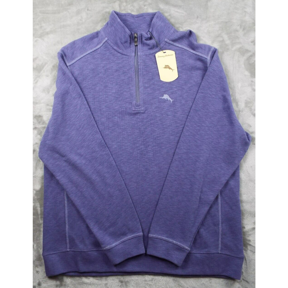 TOMMY BAHAMA Sweater Mens Large Violet Purple Outdoor 1/4 Zip Casual Classic NWT